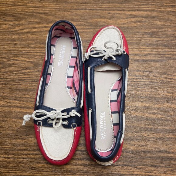 SPERRY TOP SIDER Women's Leather Upper Slip-On Loafers - Pink/Cream/Navy Sz 7M - Picture 3 of 16